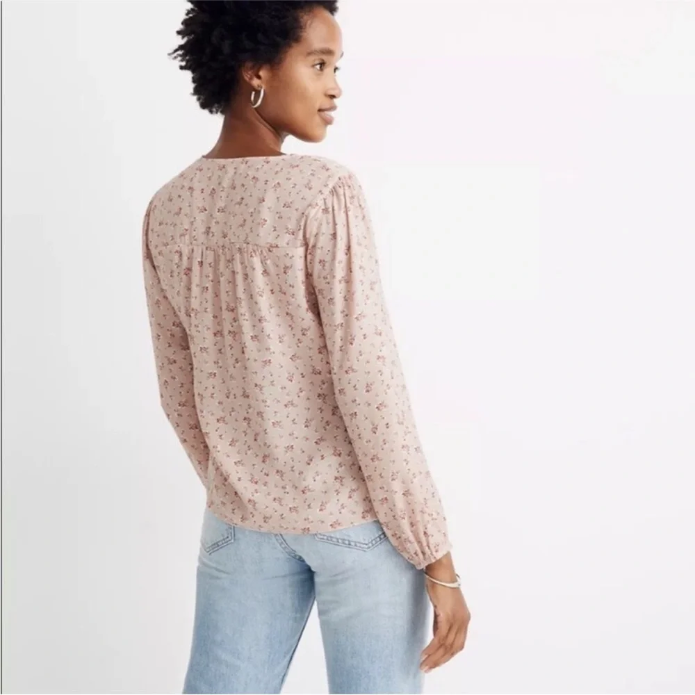 Madewell Satin Puff Sleeve Floral Print Blouse | Size Extra Extra Small